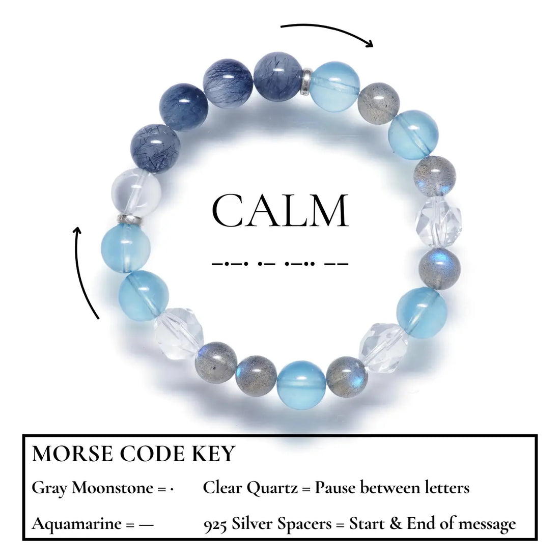 “CALM” Morse Code Crystal Bracelet