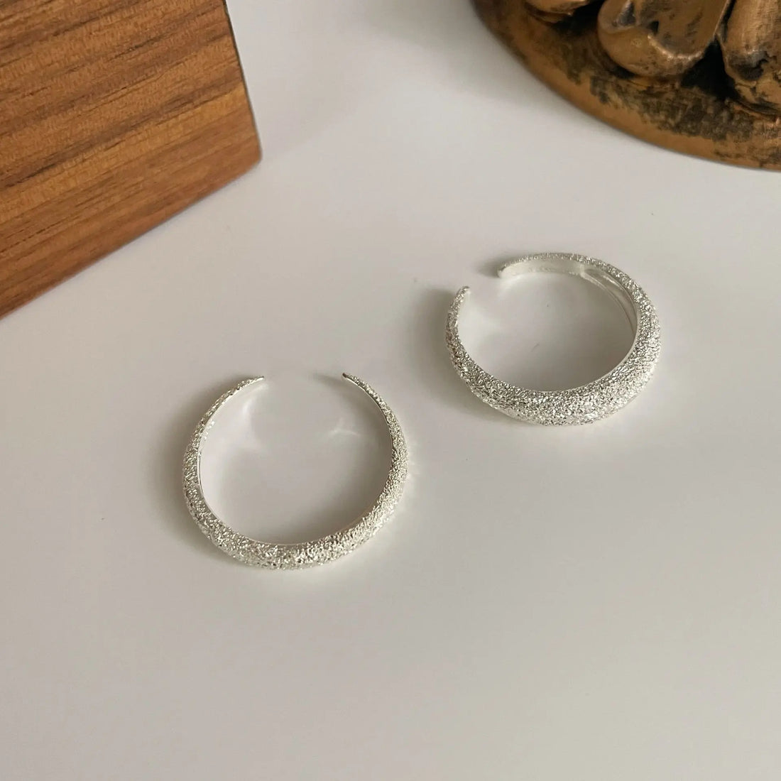 Silver - White 925 Sterling Silver Sparkling Sand Open Ring