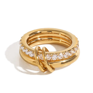Stacked Pavé Band Ring – Stainless Steel