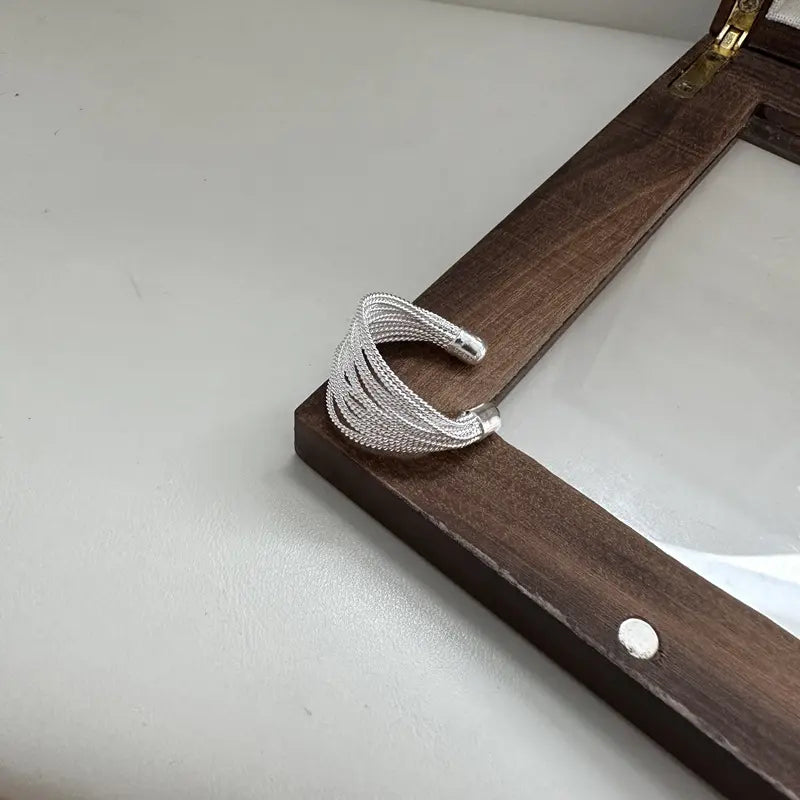 925 Sterling Silver Multistrand Thread Ring  with Adjustable Open Design