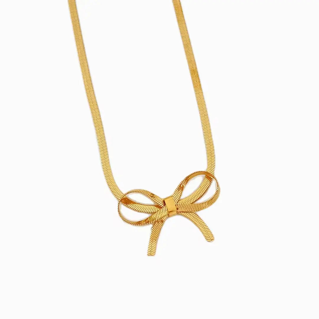 Sweet Bow Stainless Steel Necklace