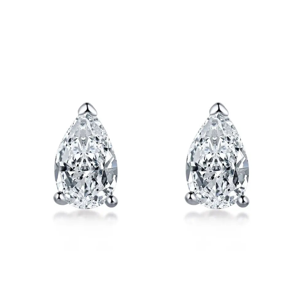 925 Sterling Silver Teardrop Cubic Zirconia Stud Earrings