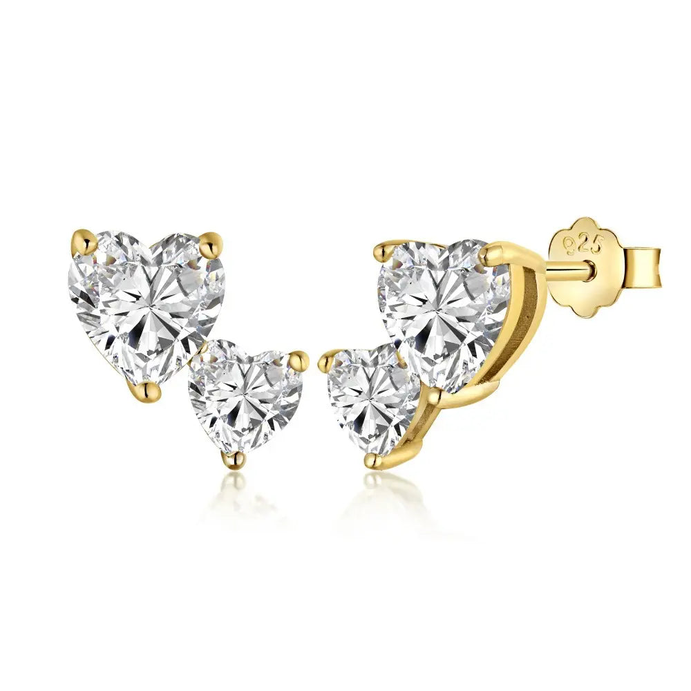 925 Sterling Silver Heart-Shaped Cubic Zirconia Stud Earrings