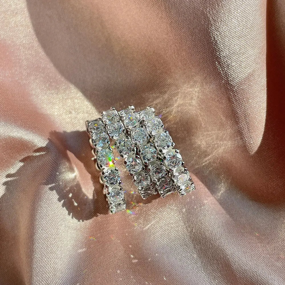 925 Sterling Silver Full Pavé 5A Cubic Zirconia Ring | CZ Eternity Band