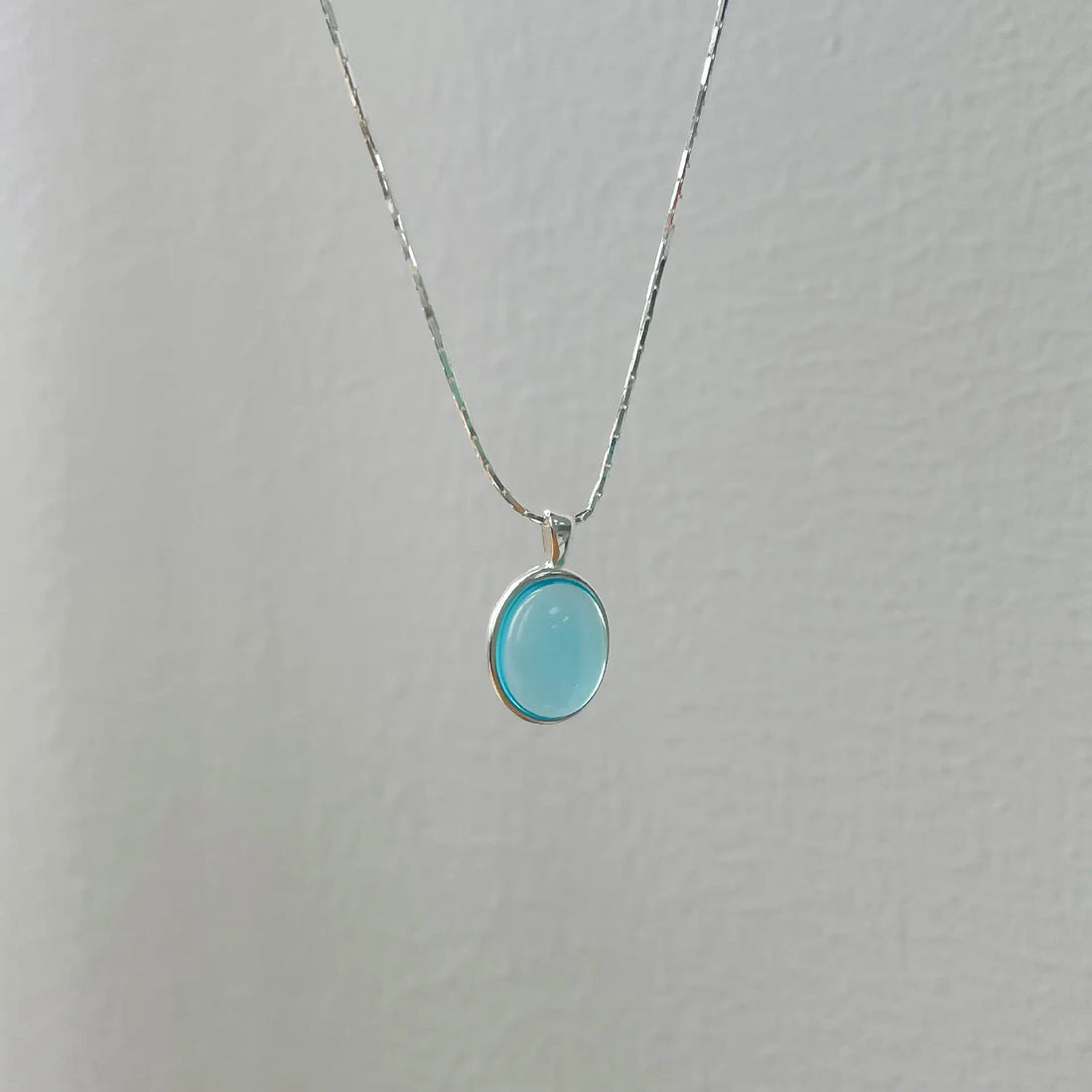 925 Sterling Silver Moonstone & Aquamarine Gemstone Necklace