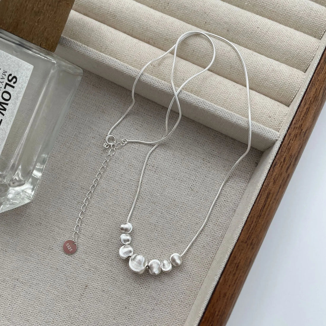 925 Sterling Silver Cat’s Eye Bead Statement Necklace