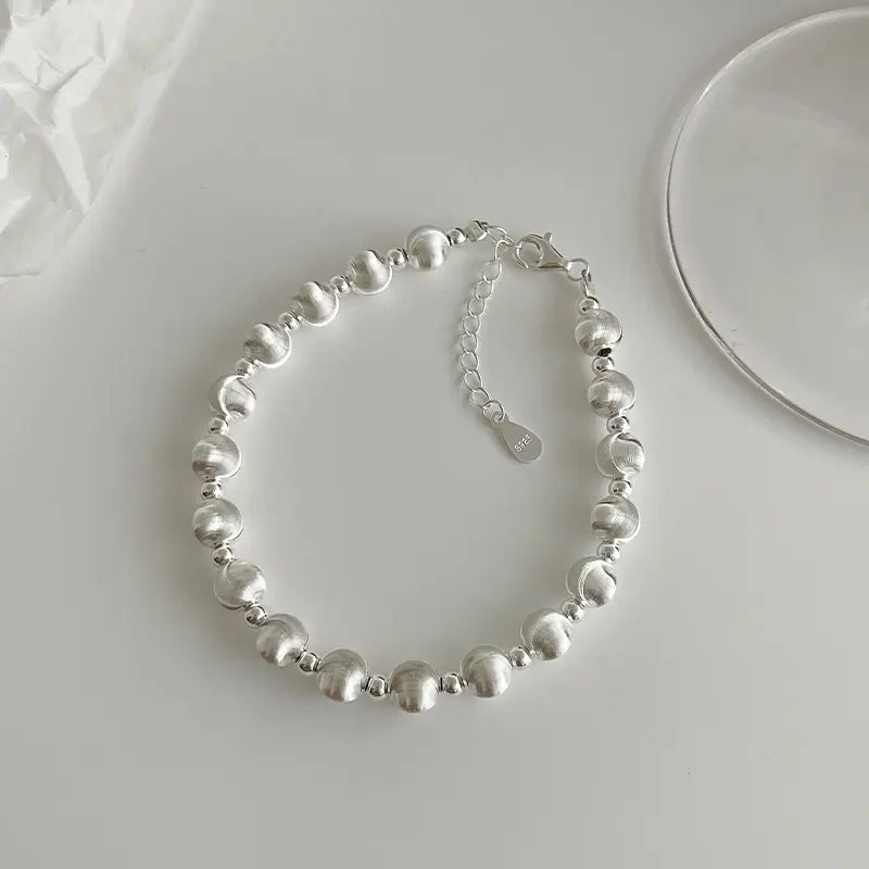 925 Sterling Silver Cat’s Eye Bead Bracelet