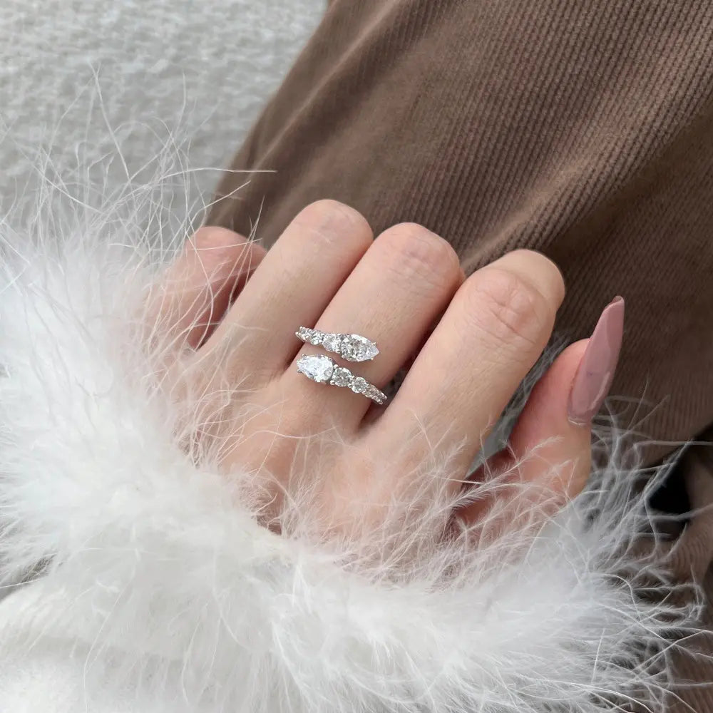 925 Sterling Silver snake Wrap CZ Ring