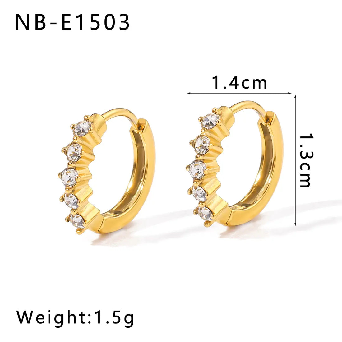 Gold-Plated Stainless Steel Cubic Zirconia Zigzag Huggie Hoop Earrings