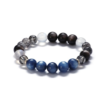 "LOVE" Morse Code Silver Obsidian Crystal Bracelet