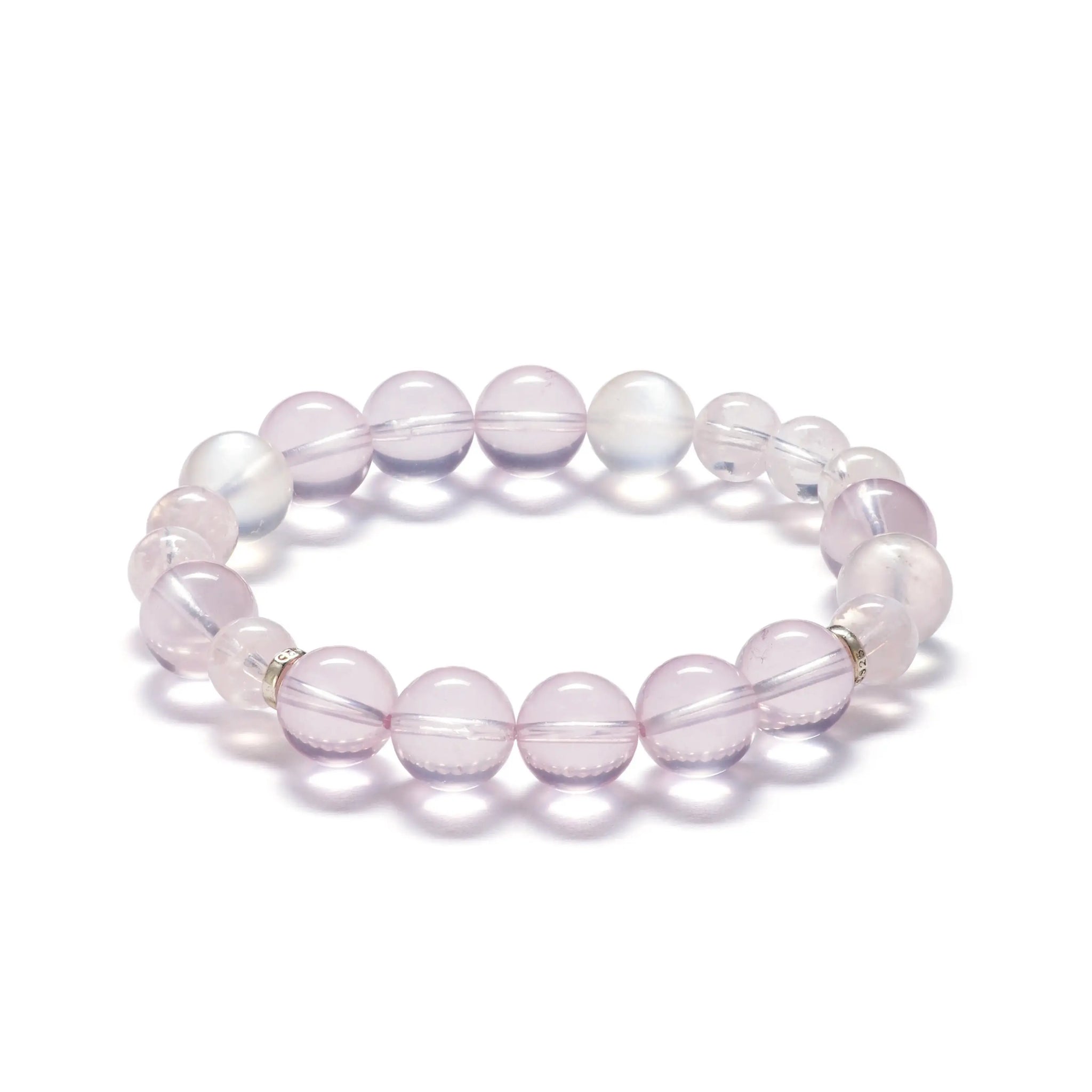 "LOVE" Morse Code Rose Quartz Crystal Bracelet
