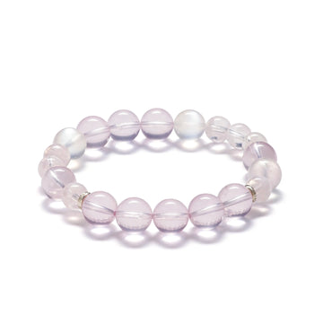 "LOVE" Morse Code Rose Quartz Crystal Bracelet