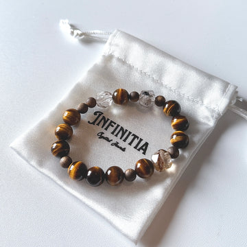 Tiger's Eye, Herkimer Diamond Quartz & Agarwood Bracelet