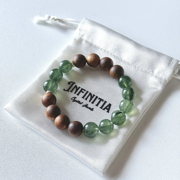 Green Phantom Quartz & Agarwood Bracelet