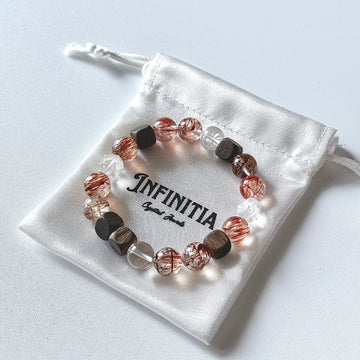 Black Golden Rutilated Quartz & Agarwood Bracelet