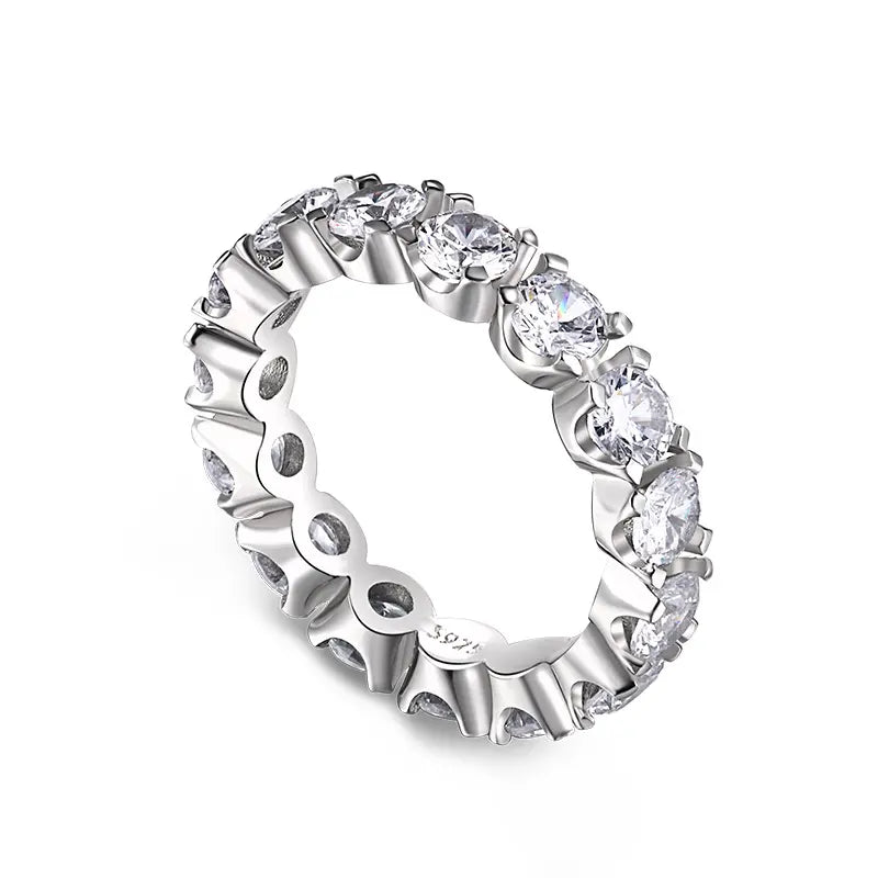 925 Sterling Silver Full Pavé 5A Cubic Zirconia Ring | CZ Eternity Band