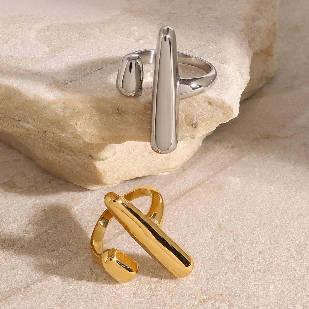 Geometric Open Ring – Stainless Steel