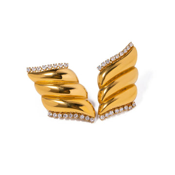 18K Gold-Plated Stainless Steel Rhinestone Stud Earrings