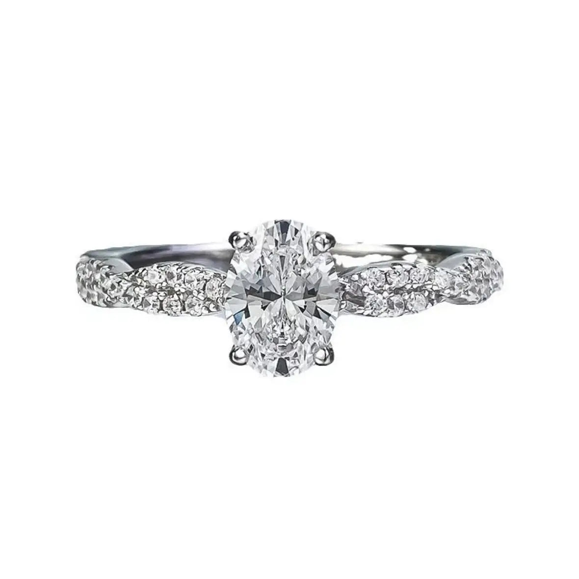 1 Ct Oval High-Carbon Diamond Ring Setting | S925 Sterling Silver