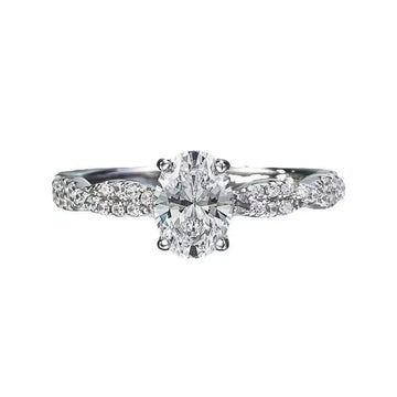 1 Ct Oval High-Carbon Diamond Ring Setting | S925 Sterling Silver
