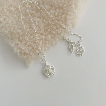 925 Silver Geometric Double-Layer Hollow-Out Flower Necklace