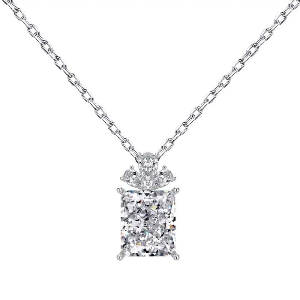 925 Sterling Silver Necklace with Ice - Flower - Cut Perfume Bottle Pendant