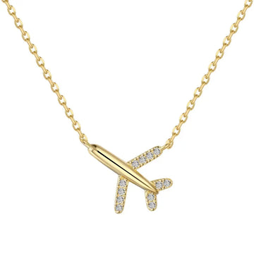 S925 Sterling Silver Airplane Pendant Necklace