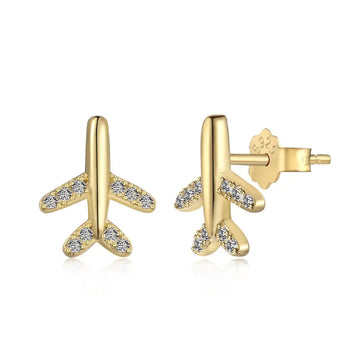 925 Sterling Silver Airplane Stud Earrings