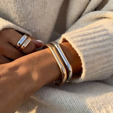 Minimalist Stainless Steel Square Cuff Bracelet