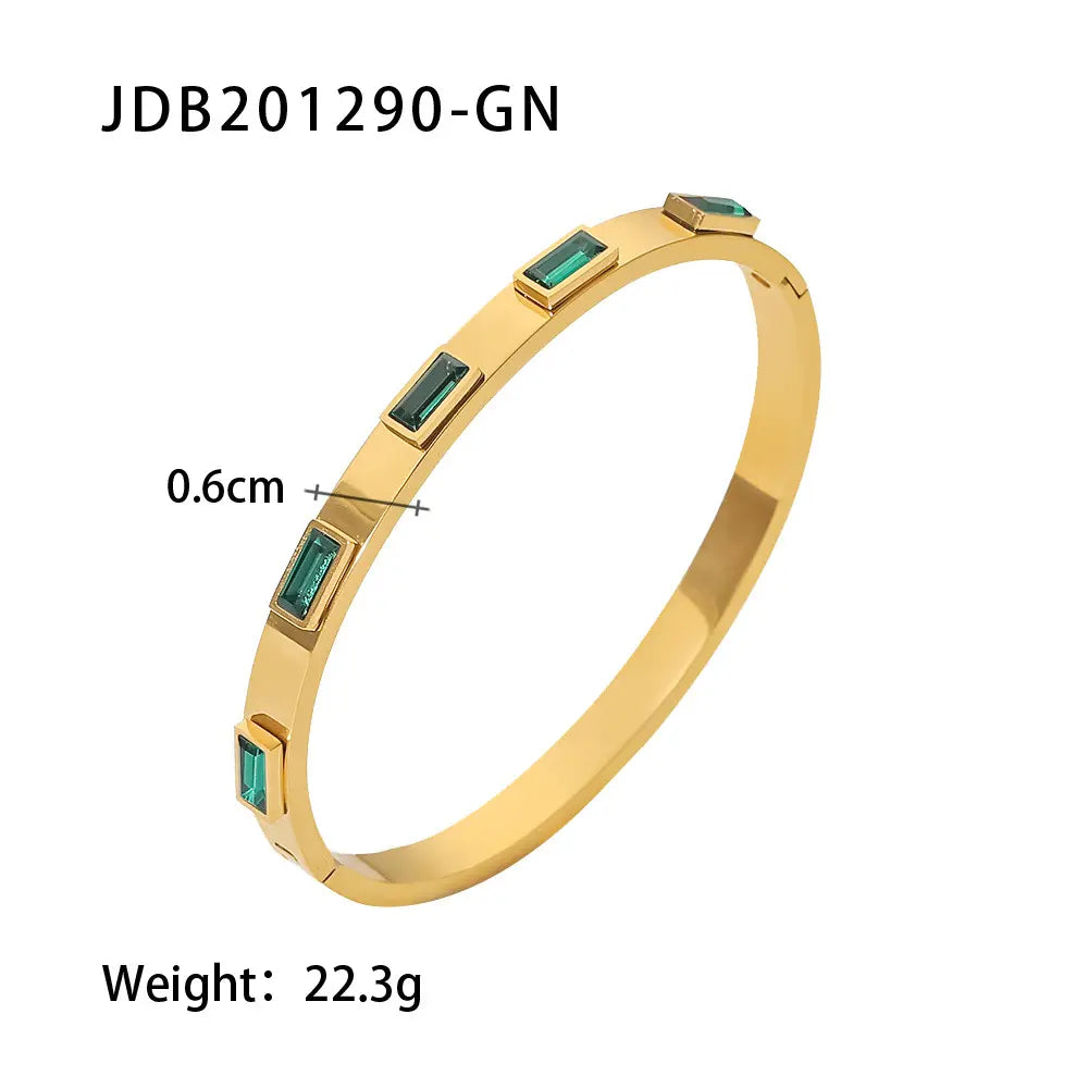 Vintage Stainless Steel CZ Bangle