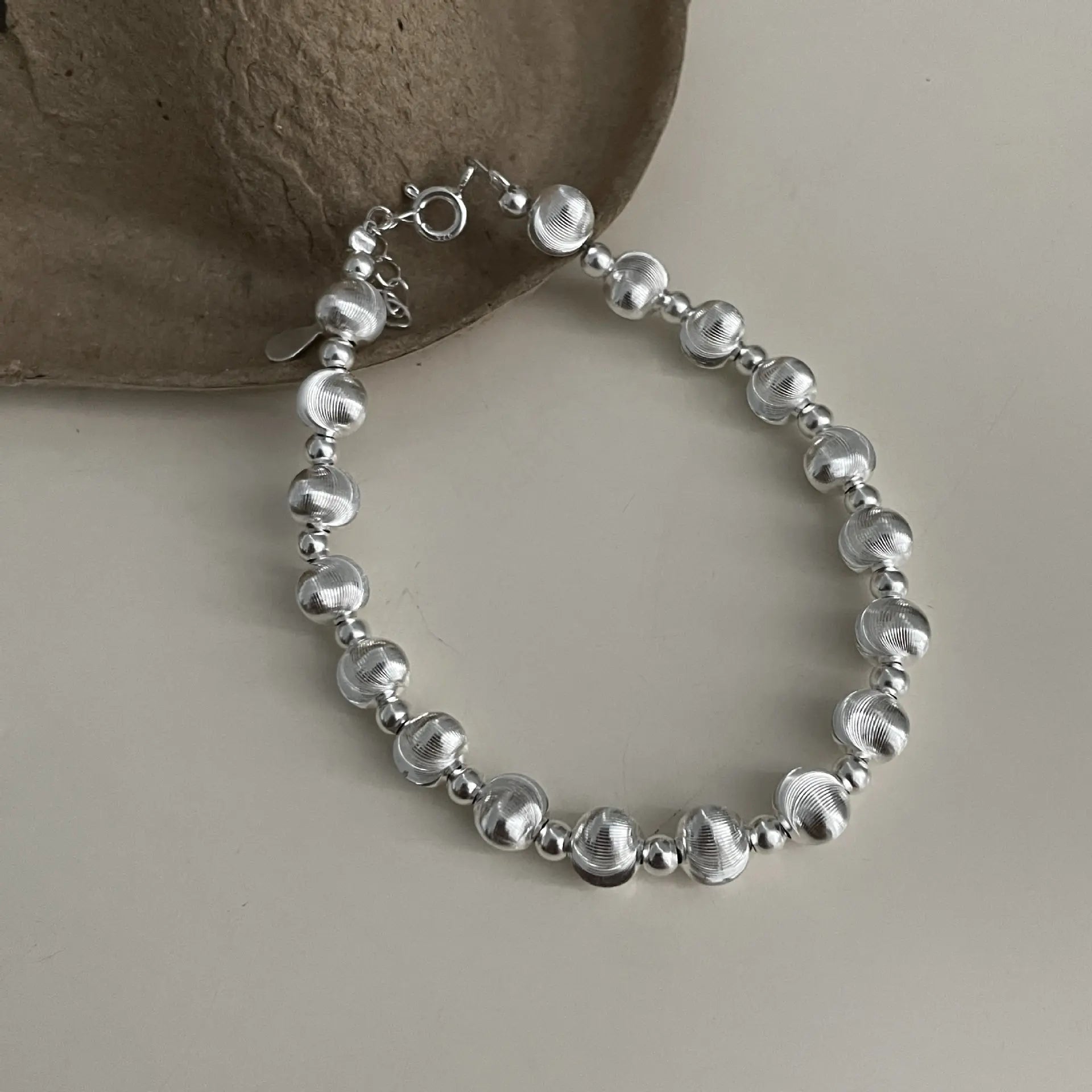 925 Sterling Silver Cat’s Eye Bead Bracelet
