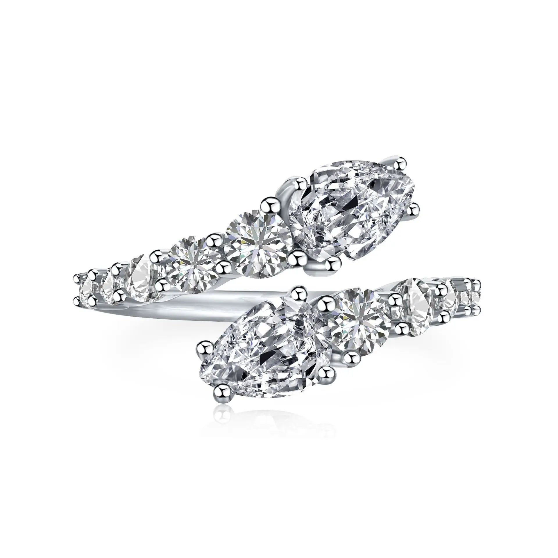 925 Sterling Silver snake Wrap CZ Ring