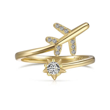 925 Sterling Silver Mini Airplane Ring