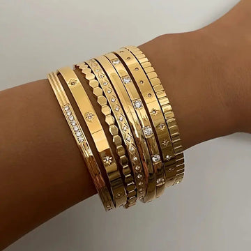 18K Gold-Plated Stainless Steel Cubic Zirconia Bangle