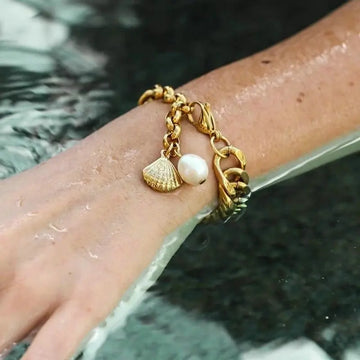 18K Gold-Plated Stainless Steel Freshwater Pearl Bracelet