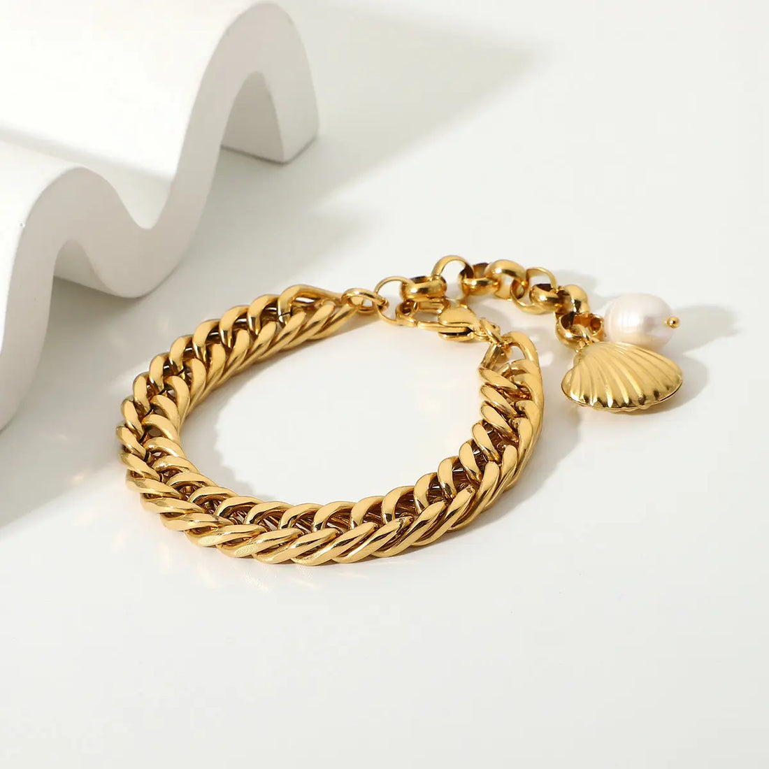 18K Gold-Plated Stainless Steel Freshwater Pearl Bracelet