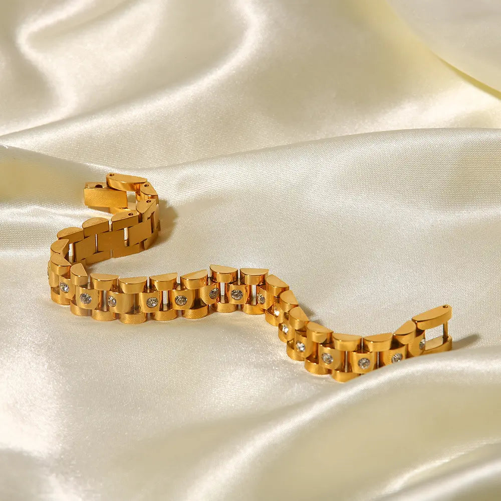 18K Gold-Plated Stainless Steel PVD Watch Band Bracelet