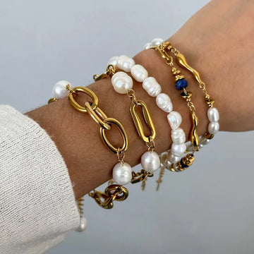 Stainless Steel Freshwater Pearl Bracelet