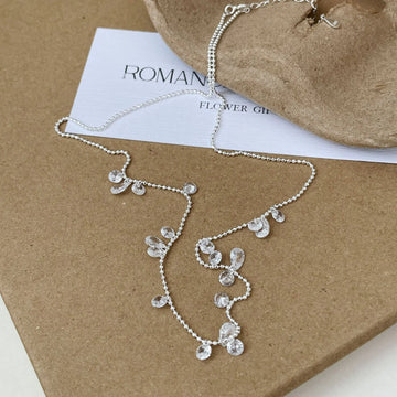 925 Sterling Silver Teardrop & Round Zirconia Pendant Necklace