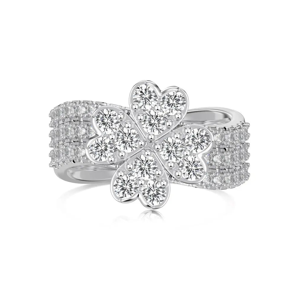 S925 Sterling Silver Heart 5A Cubic Zirconia Ring