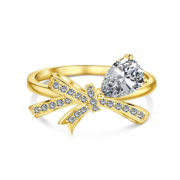 S925 Sterling Silver Bow Knot 5A Cubic Zirconia Band Ring